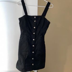 Black denim button down dress